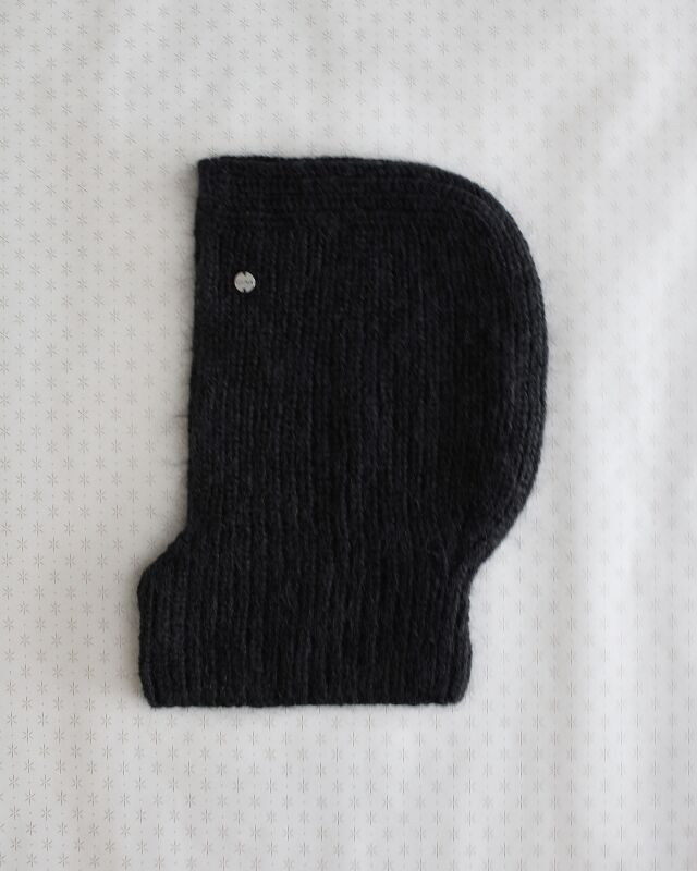 Капюшон вязаный, черный мохер с мериносом и люрексом